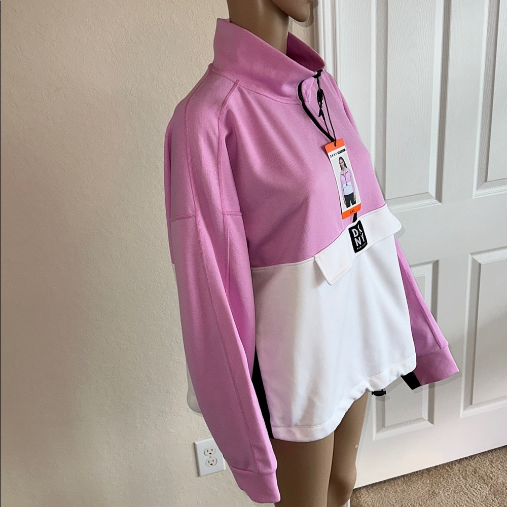 NWT DKNY Pink and White Half-Zip Top Size XXL - Picture 2 of 15